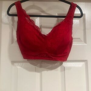 Rhonda Shear Red Lace Wireless Bralette